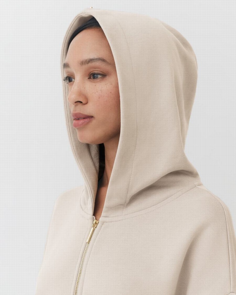 Cuyana Terry Zip Front Hættetrøje Dame Hvide Hvide | JHZ7789LO