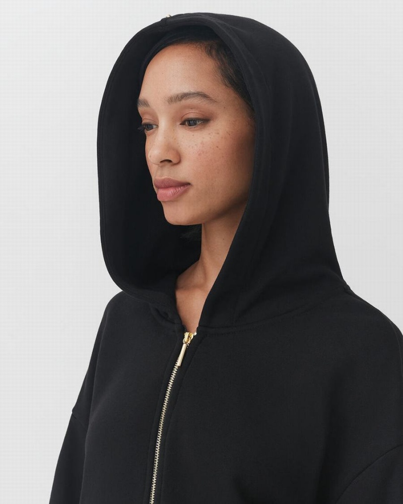 Cuyana Terry Zip Front Hættetrøje Dame Sort | TDG937JI