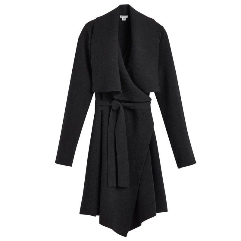 Cuyana Uld Cashmere Kort Wrap Frakker Dame Sort | TRN7636WU