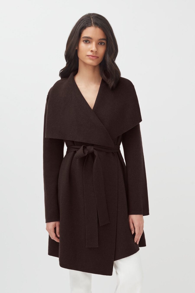 Cuyana Uld Cashmere Kort Wrap Frakker Dame Mørkebrune | IAT7150JZ