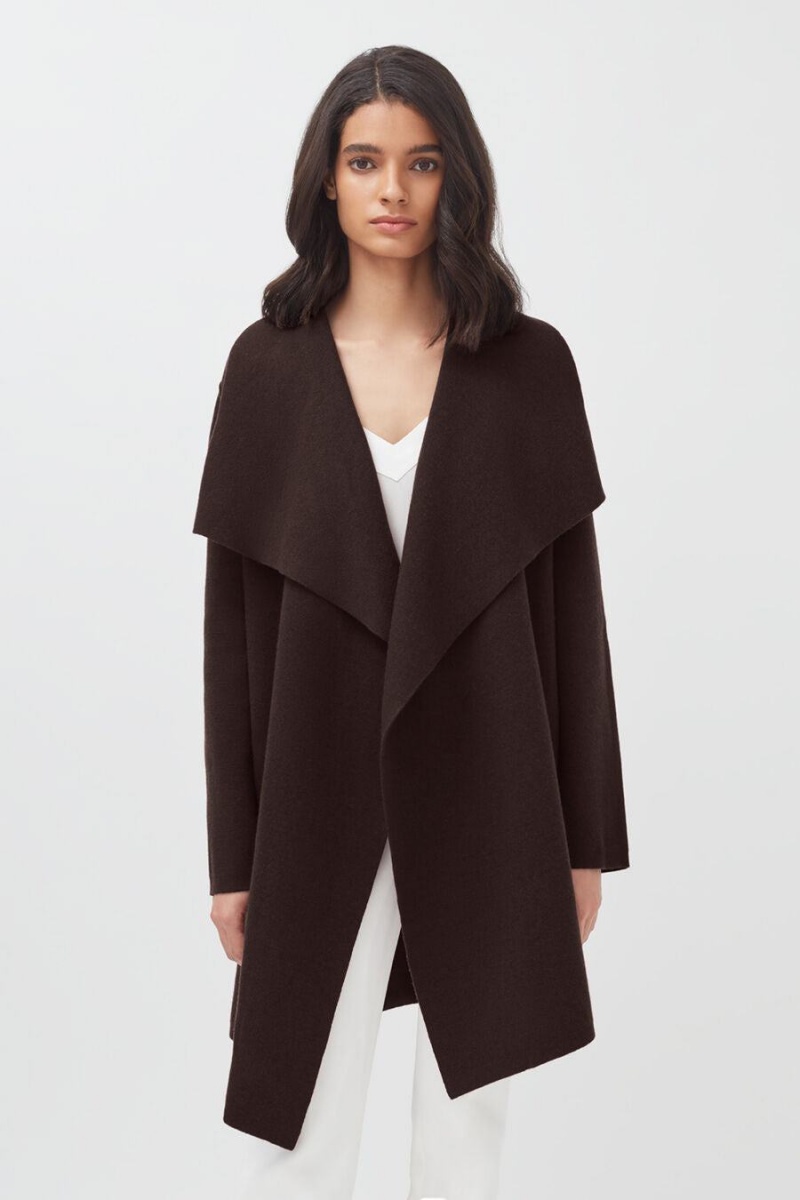 Cuyana Uld Cashmere Kort Wrap Frakker Dame Mørkebrune | IAT7150JZ