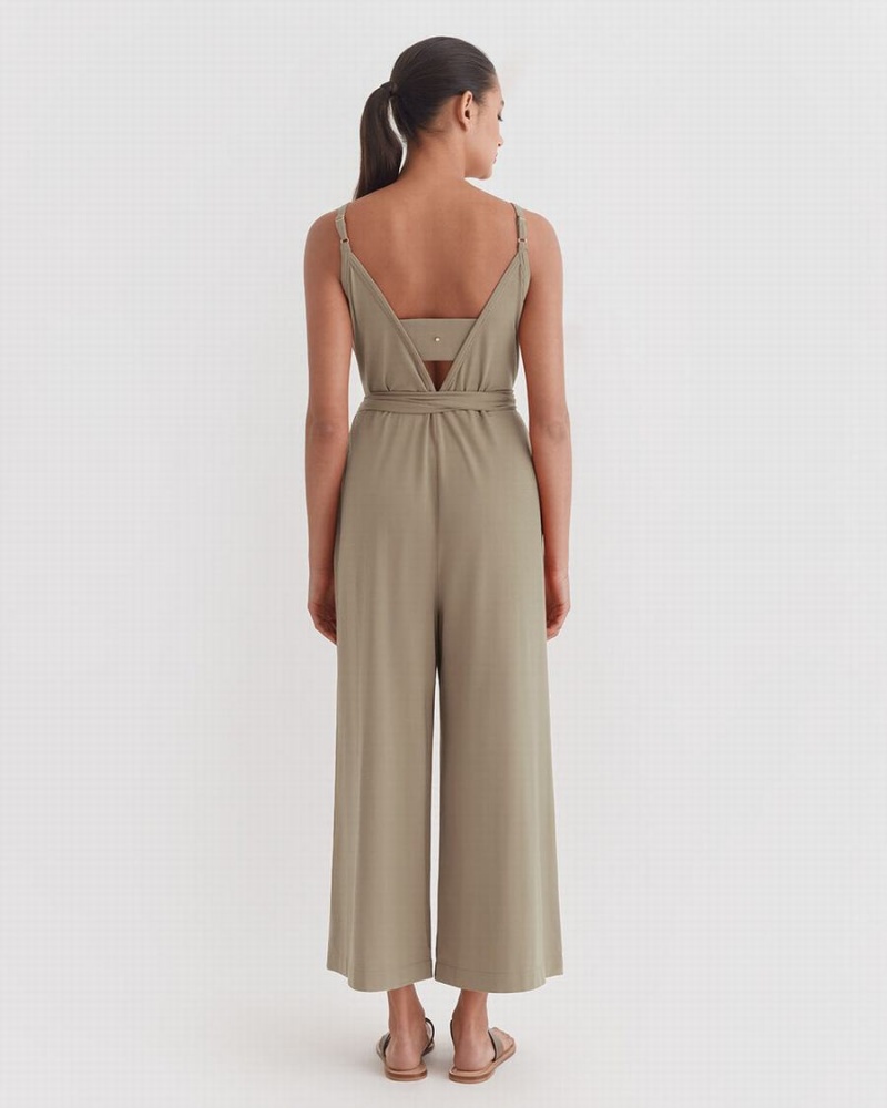 Cuyana V-Back Jumpsuit Dame Grøn | VDD1374LS