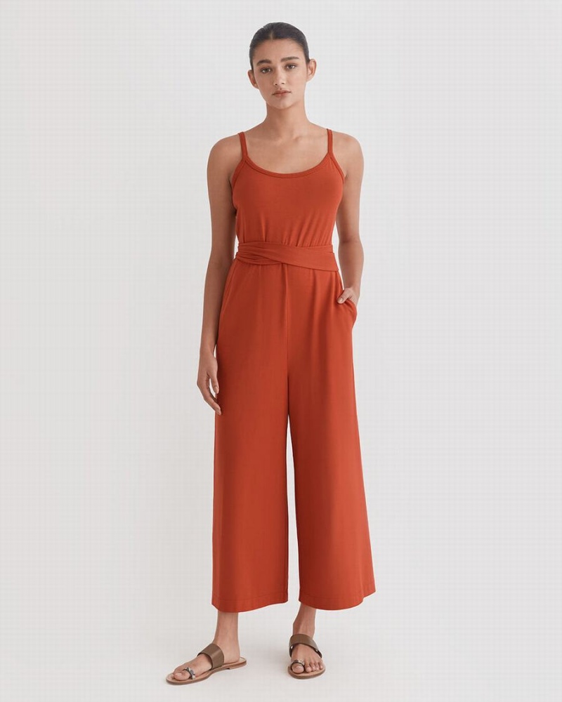 Cuyana V-Back Jumpsuit Dame Orange | ZXR508GV