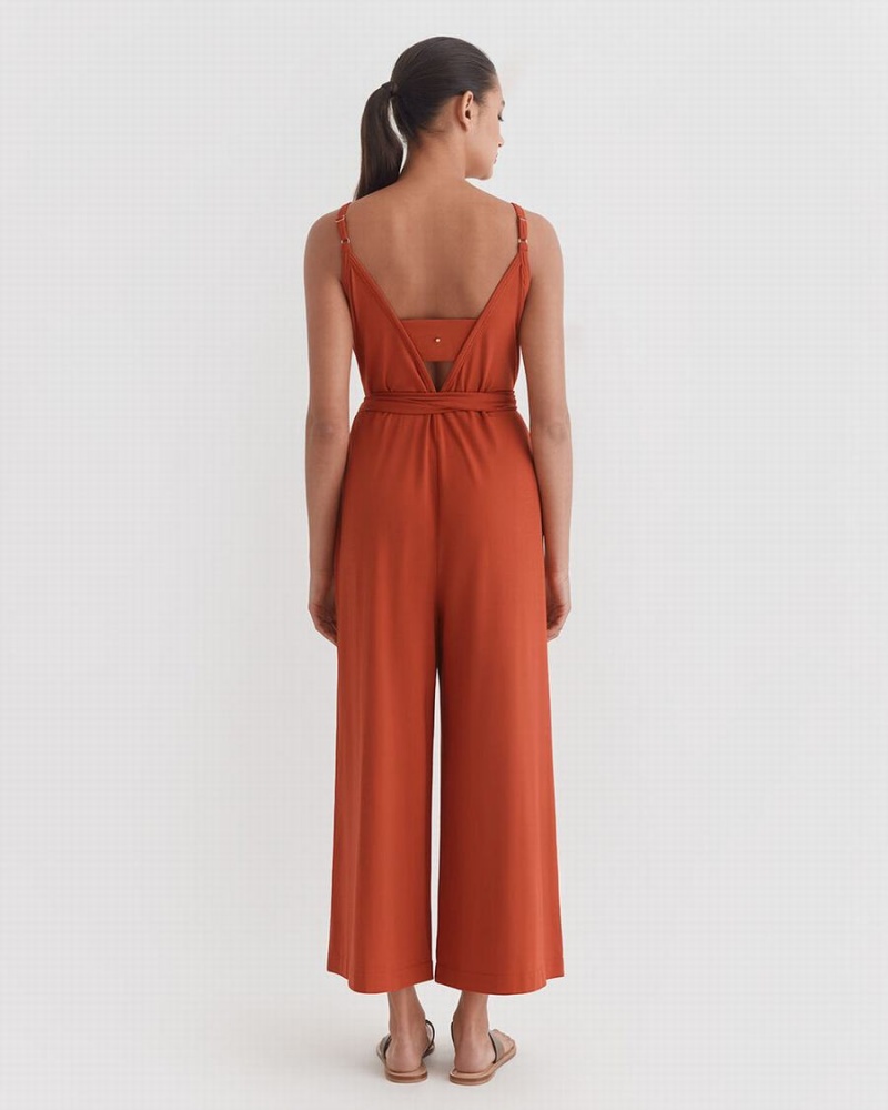 Cuyana V-Back Jumpsuit Dame Orange | ZXR508GV