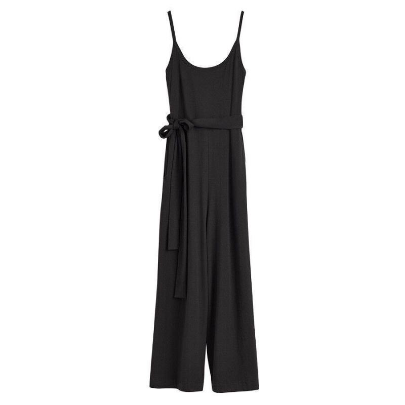 Cuyana V-Back Jumpsuit Dame Sort | MRU4546WJ