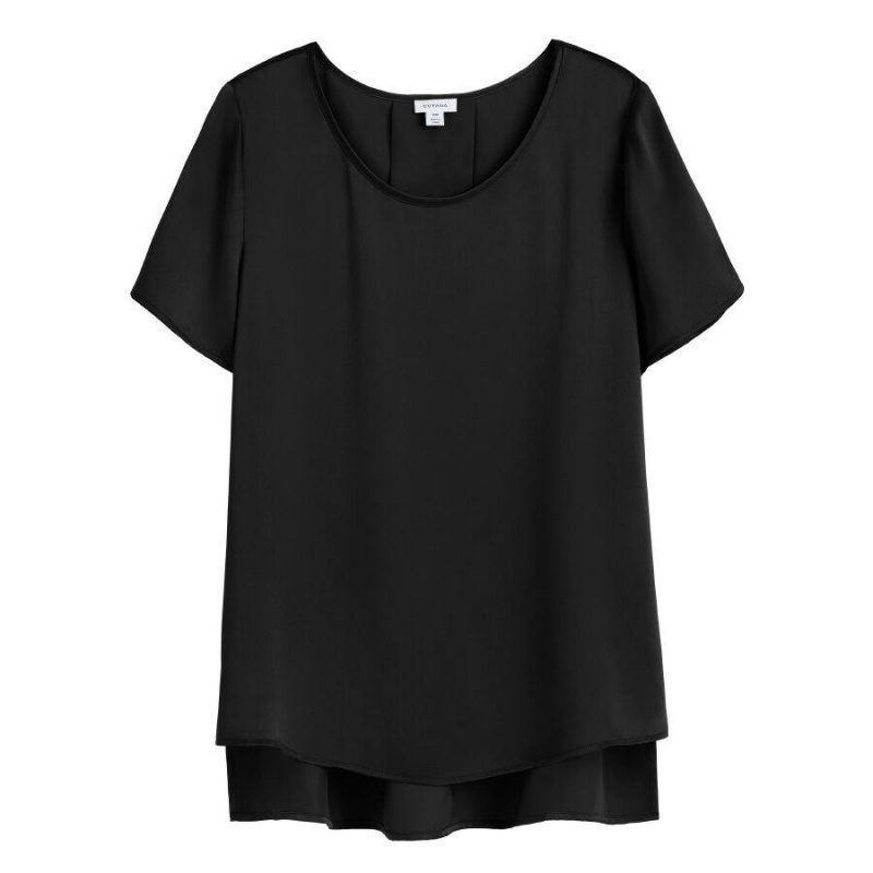 Cuyana Washable Charmeuse High-Low Top T Shirts Dame Sort | IRW3630YN