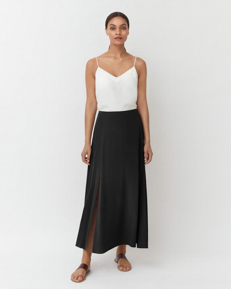 Cuyana Washable Silk Maxi Nederdel Dame Sort | DMI8940AY