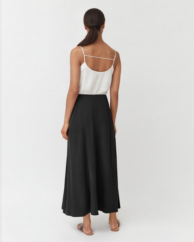 Cuyana Washable Silk Maxi Nederdel Dame Sort | DMI8940AY