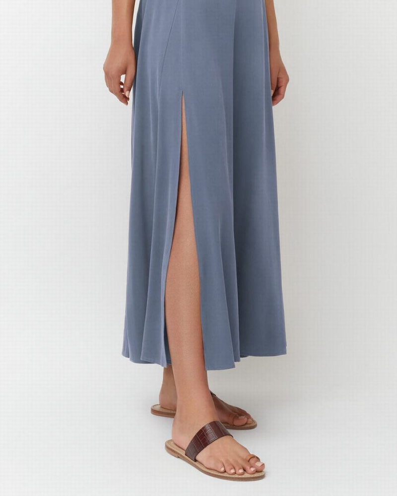 Cuyana Washable Silk Maxi Nederdel Dame Blå | MAD7943YL